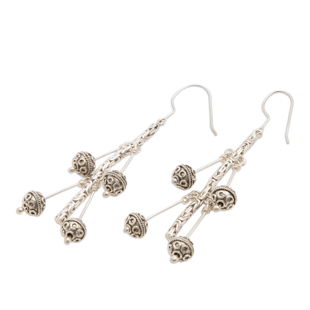 Sterling silver drop earrings - Silver Night