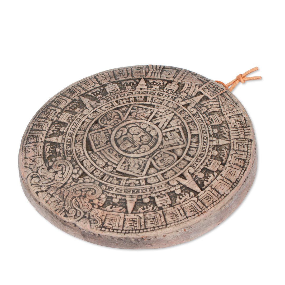 Ceramic plaque - Small Beige Aztec Calendar