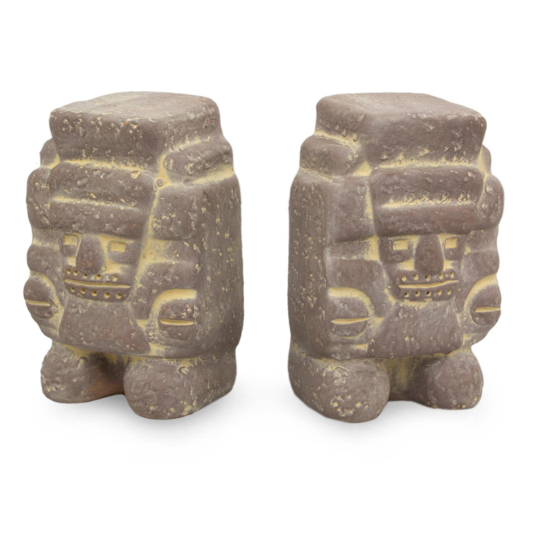 Fair Trade Mexican Archaeological Ceramic Sculpture (Pair) - Tlaloc God of Rain