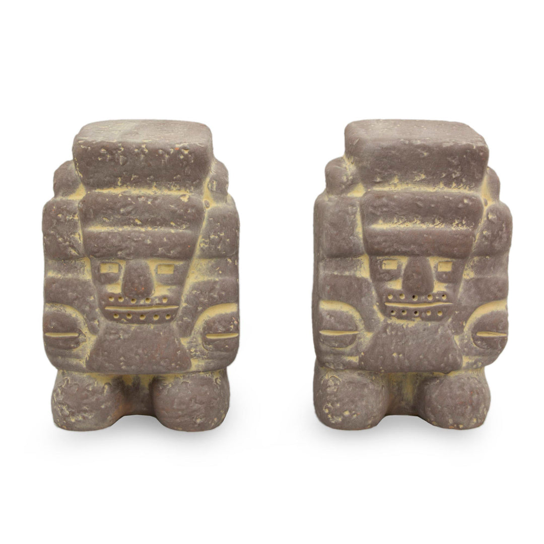 Fair Trade Mexican Archaeological Ceramic Sculpture (Pair) - Tlaloc God of Rain