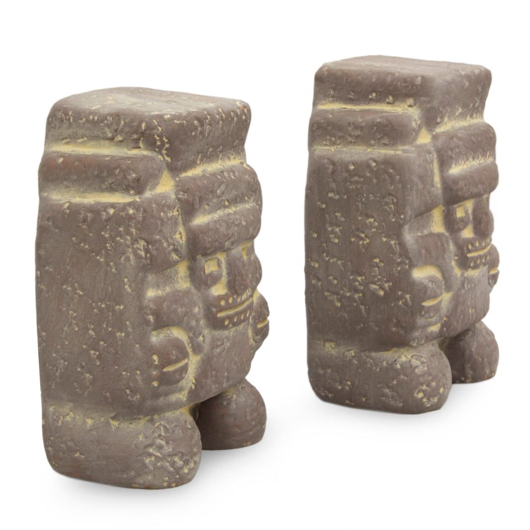 Fair Trade Mexican Archaeological Ceramic Sculpture (Pair) - Tlaloc God of Rain