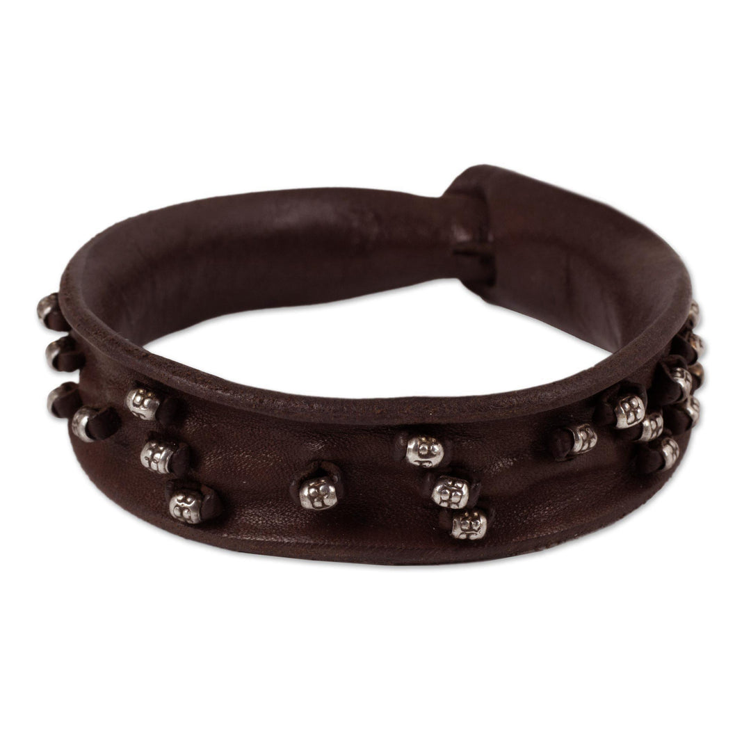 Leather wristband bracelet - Mountain Rock