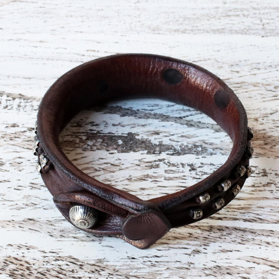 Leather wristband bracelet - Mountain Rock