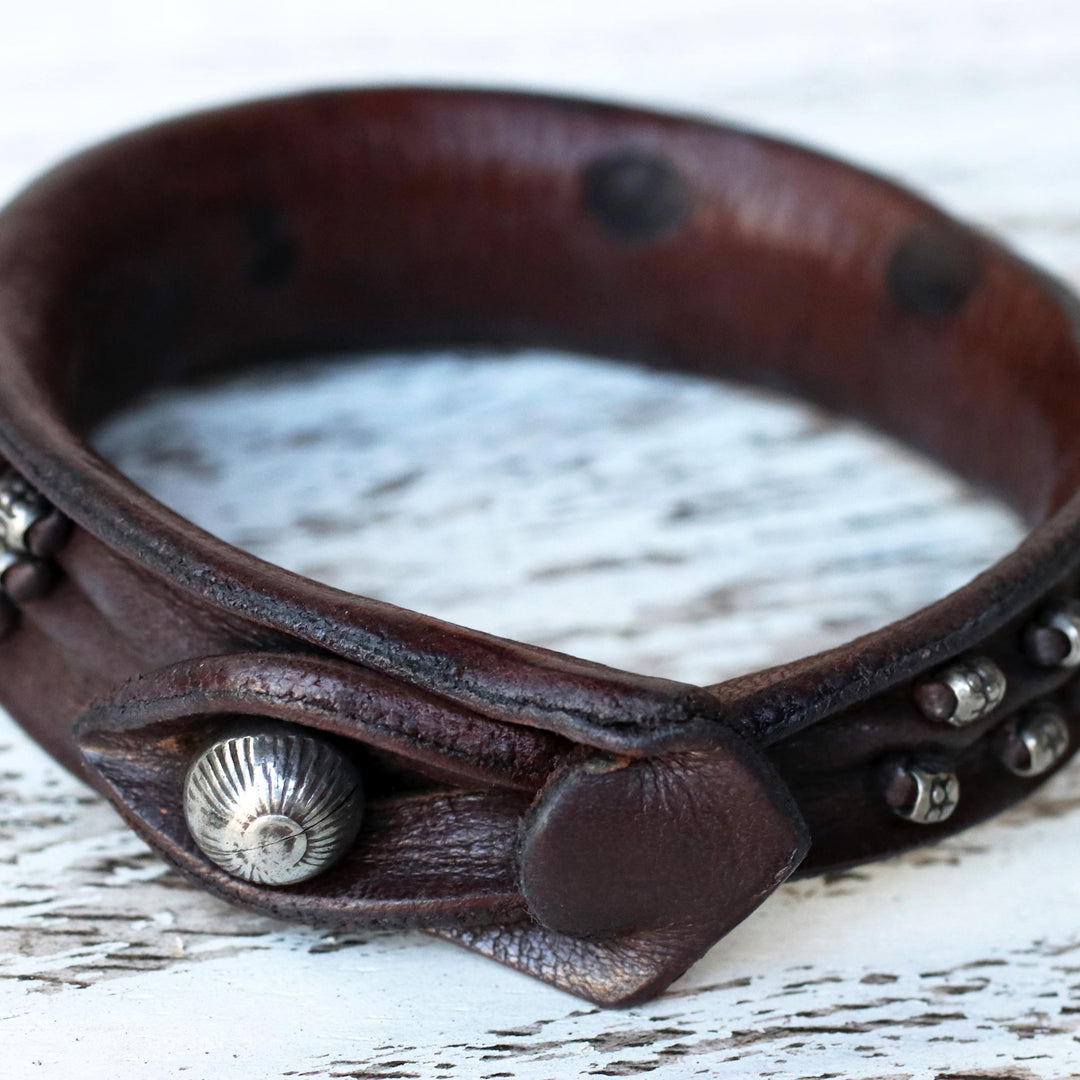 Leather wristband bracelet - Mountain Rock