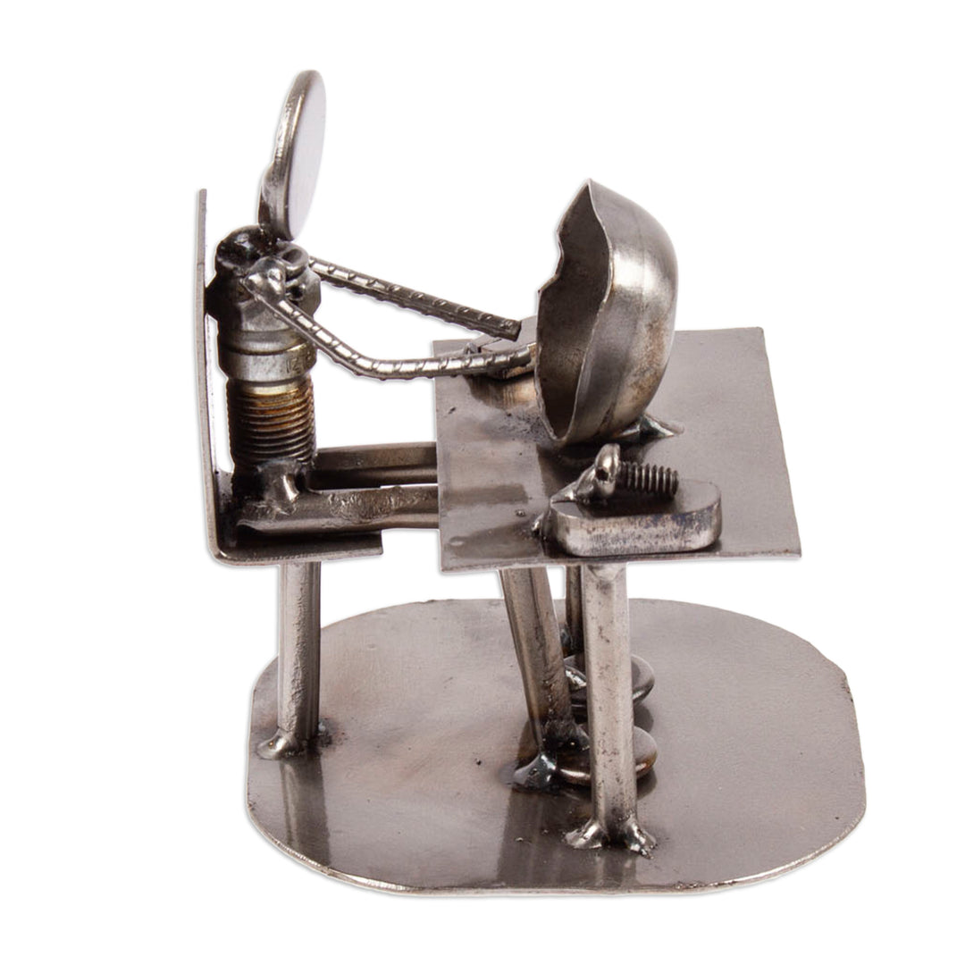 Recycled Metal Electronics Technician Sculpture - Rustic Computer Tech