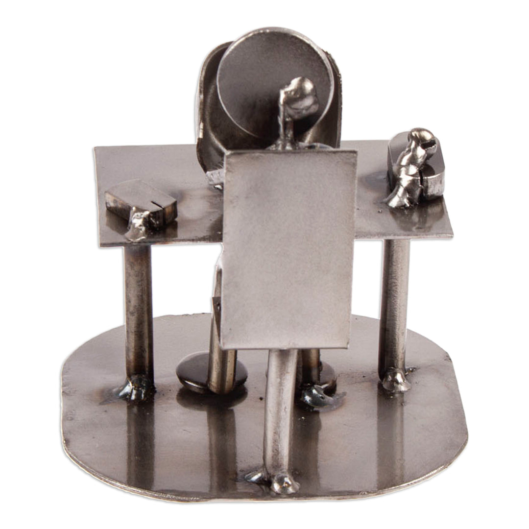 Recycled Metal Electronics Technician Sculpture - Rustic Computer Tech