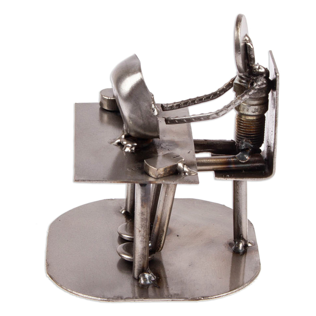 Recycled Metal Electronics Technician Sculpture - Rustic Computer Tech