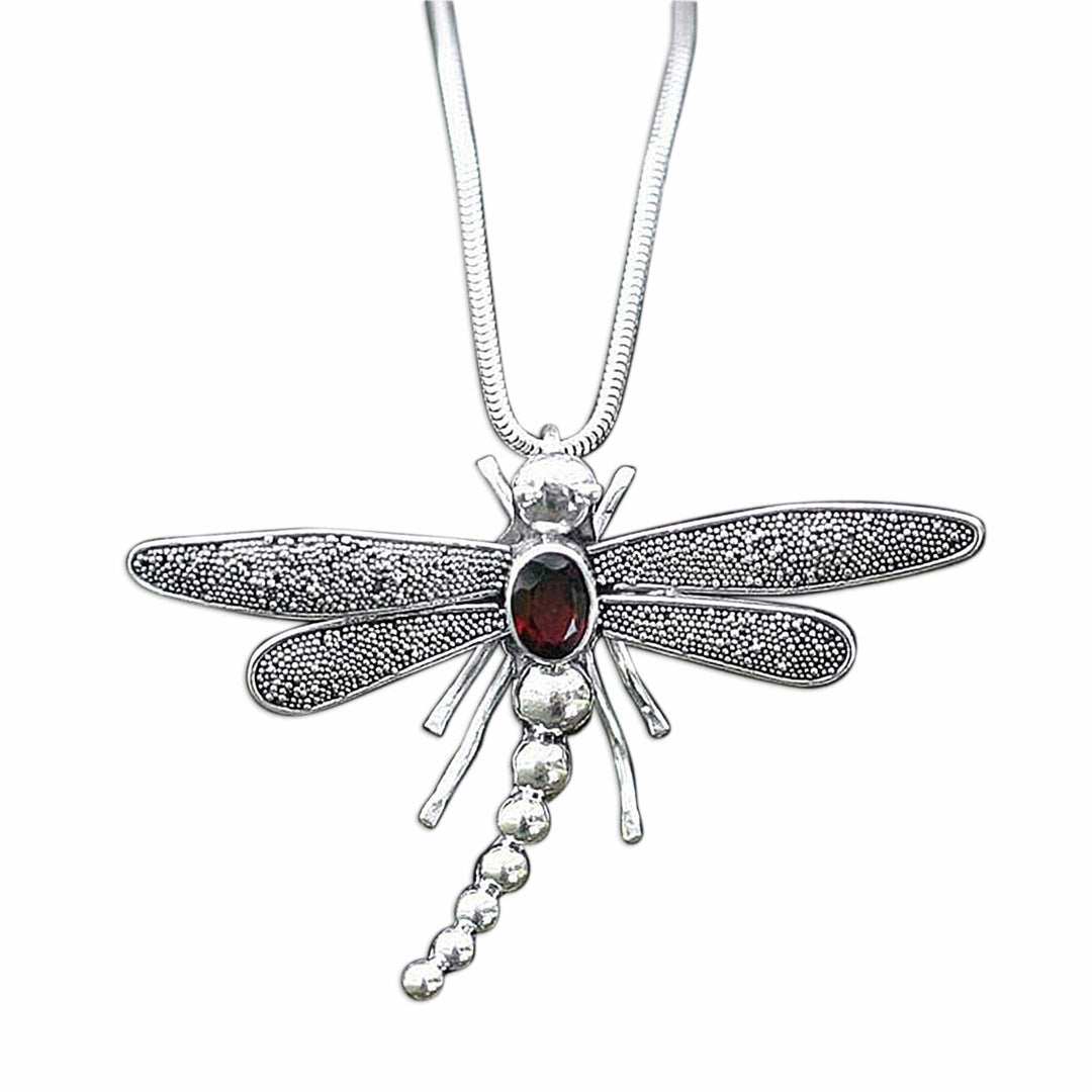 Garnet pendant necklace - Enchanted Dragonfly