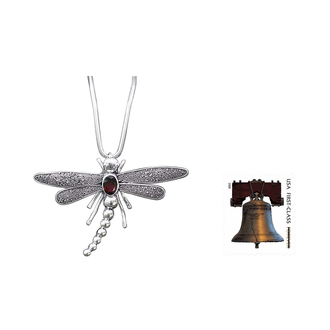 Garnet pendant necklace - Enchanted Dragonfly