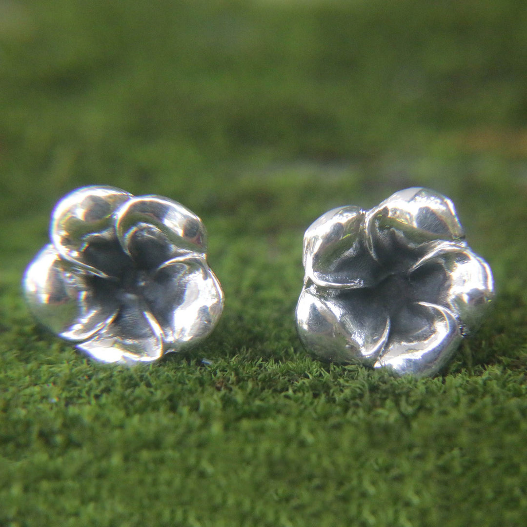 Floral Sterling Silver Stud Earrings - Silver Allamanda