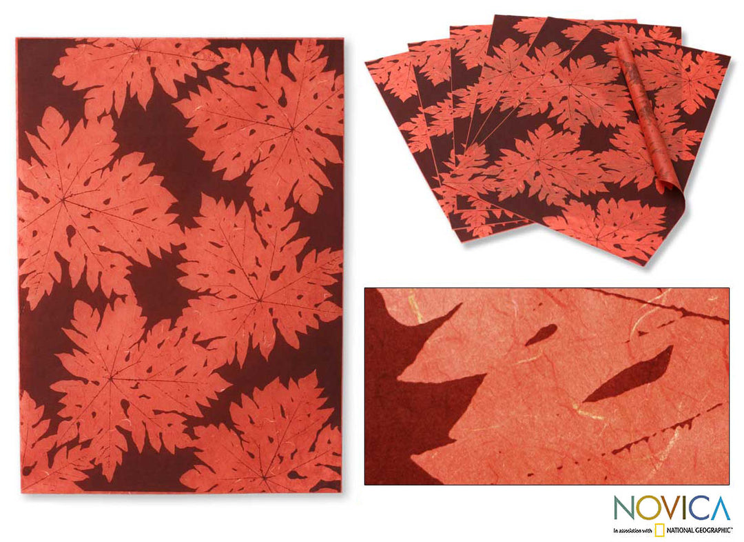 Saa wrapping paper (Set of 6) - Red Forest