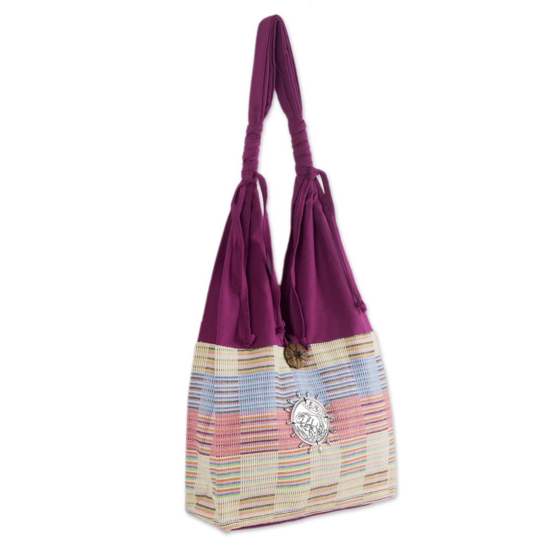 Unique Cotton Shoulder Bag from Thailand - Siamese Blush