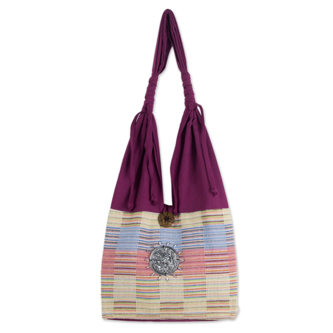 Unique Cotton Shoulder Bag from Thailand - Siamese Blush