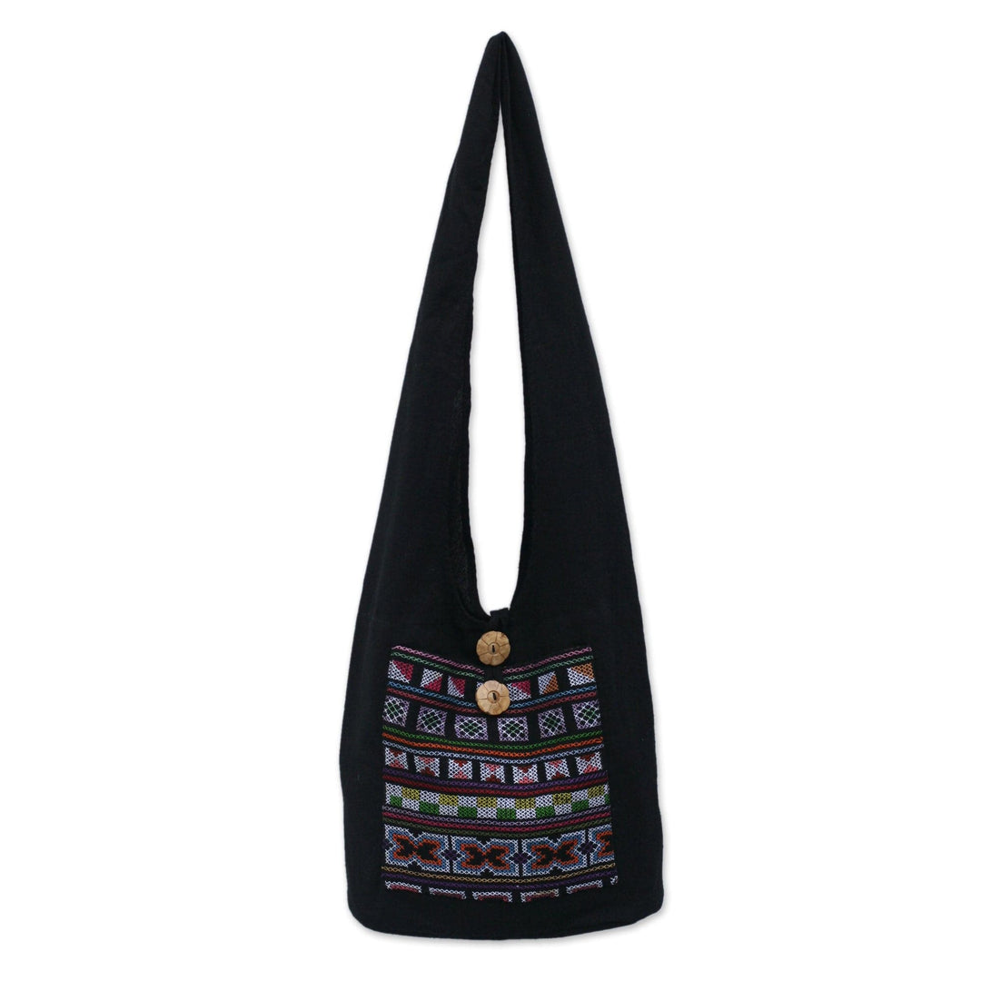 Cotton and Hemp Embroidered Sling Handbag - Tribal Tradition