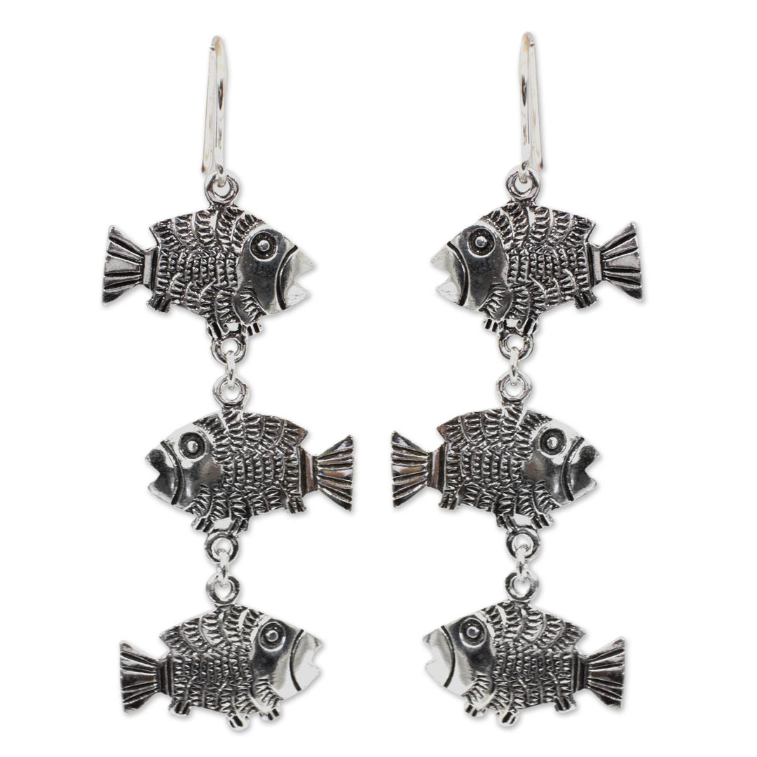 Handmade Sterling Silver Dangle Earrings - Thai Fish