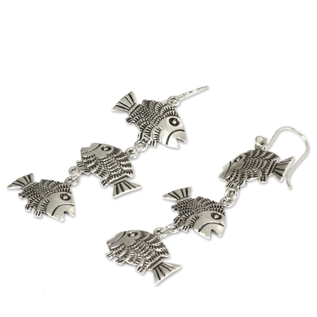 Handmade Sterling Silver Dangle Earrings - Thai Fish