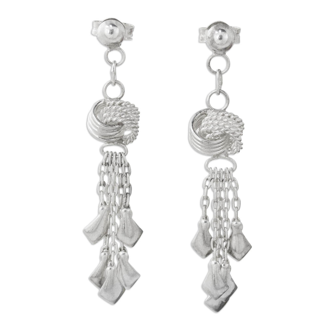 Hand Made Modern Sterling Silver Chandelier Earrings - Love Knots