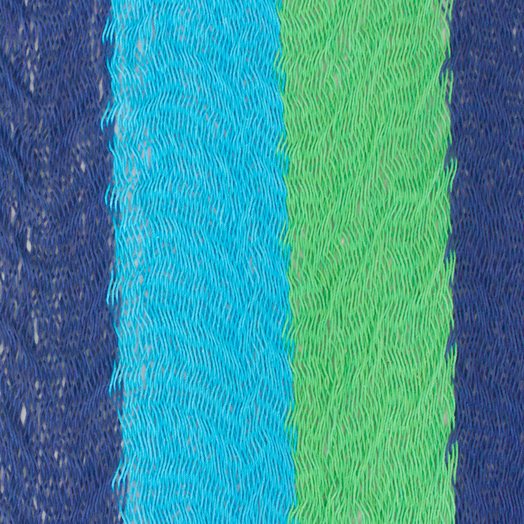 Fair Trade Mexican Cotton Striped Mayan Hammock (Double) - Ocean Dreams