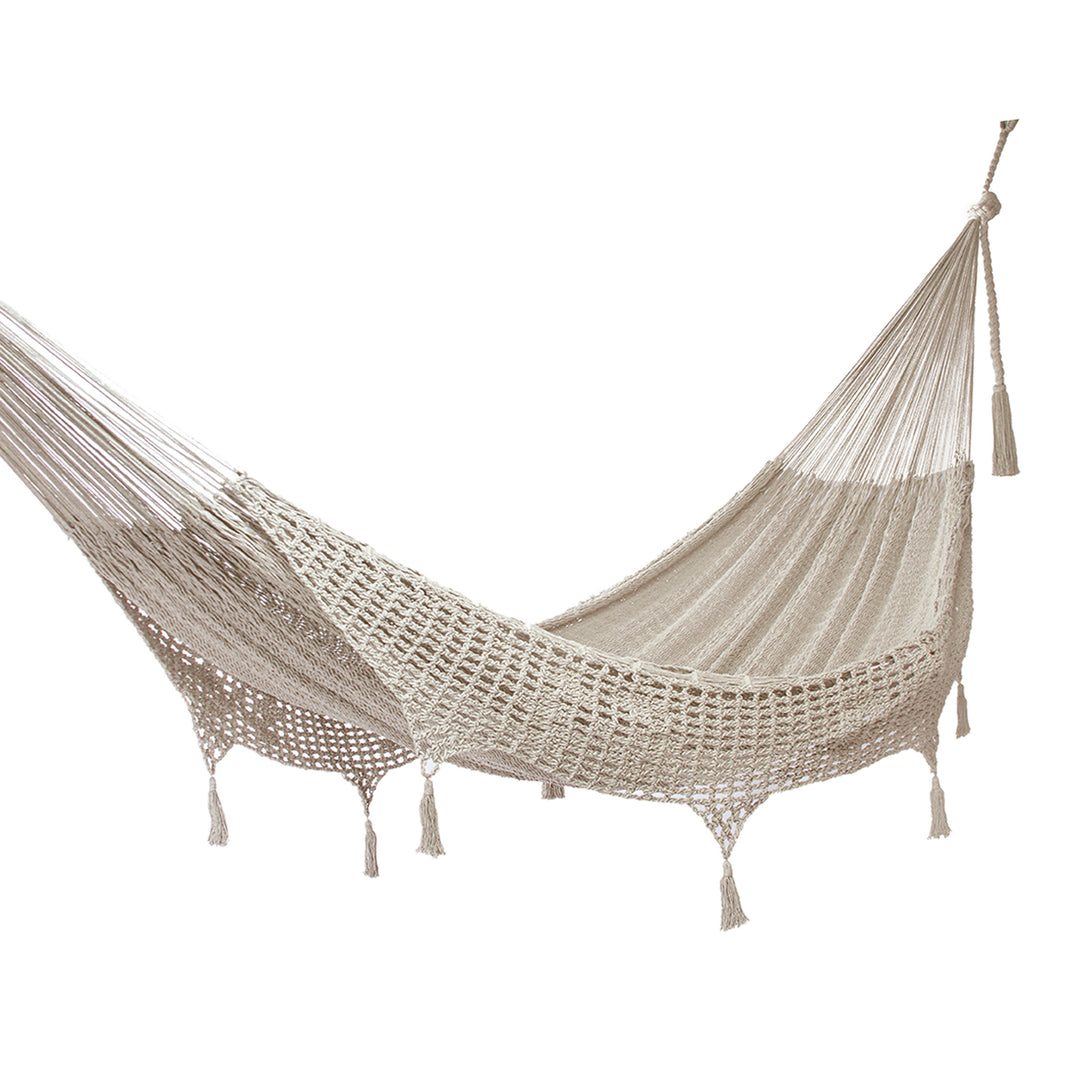 Hand Made Beige Cotton Mayan Hammock (Double) - Caribbean Sands