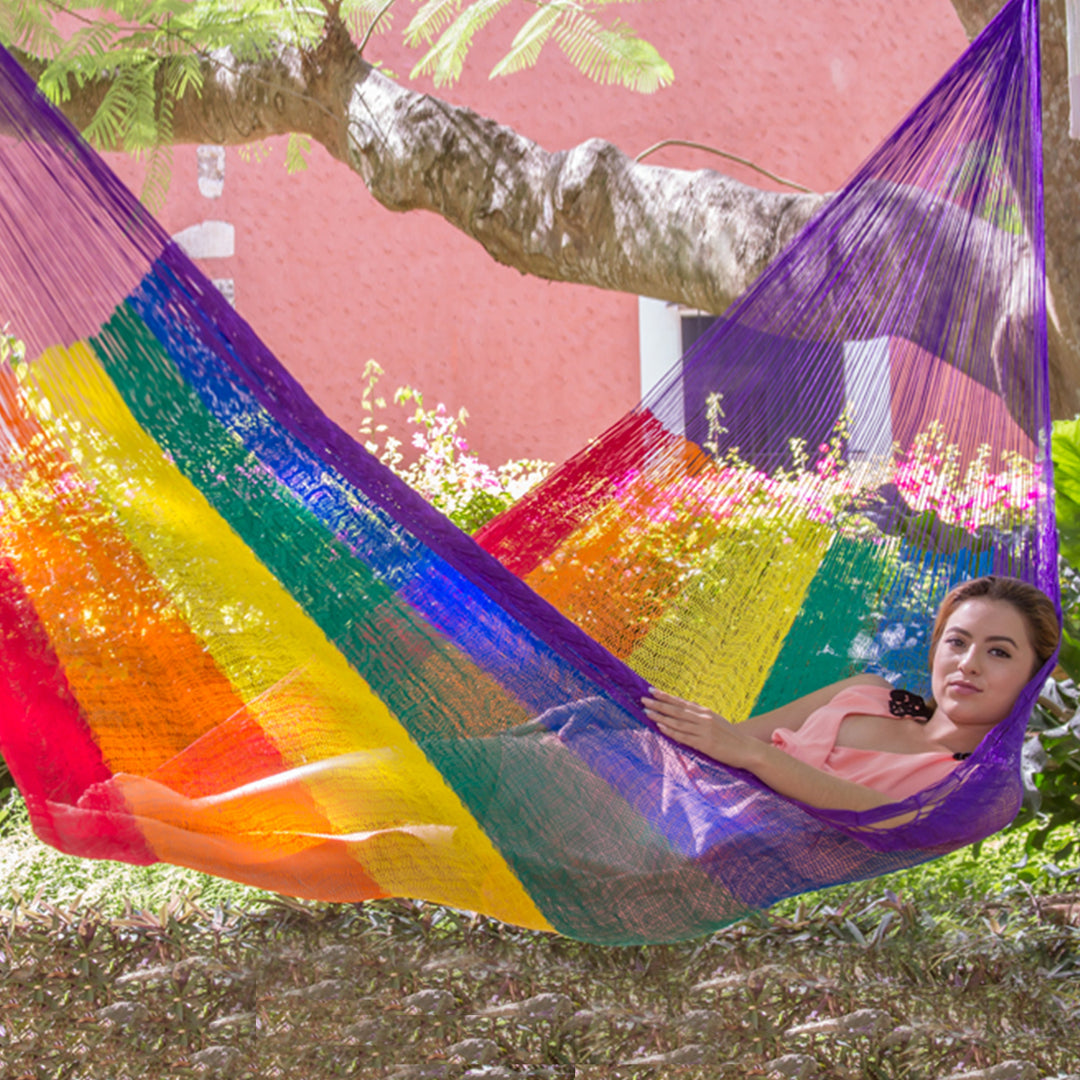 hängematte regenbogen Unique Striped Mayan Hammock (Single)