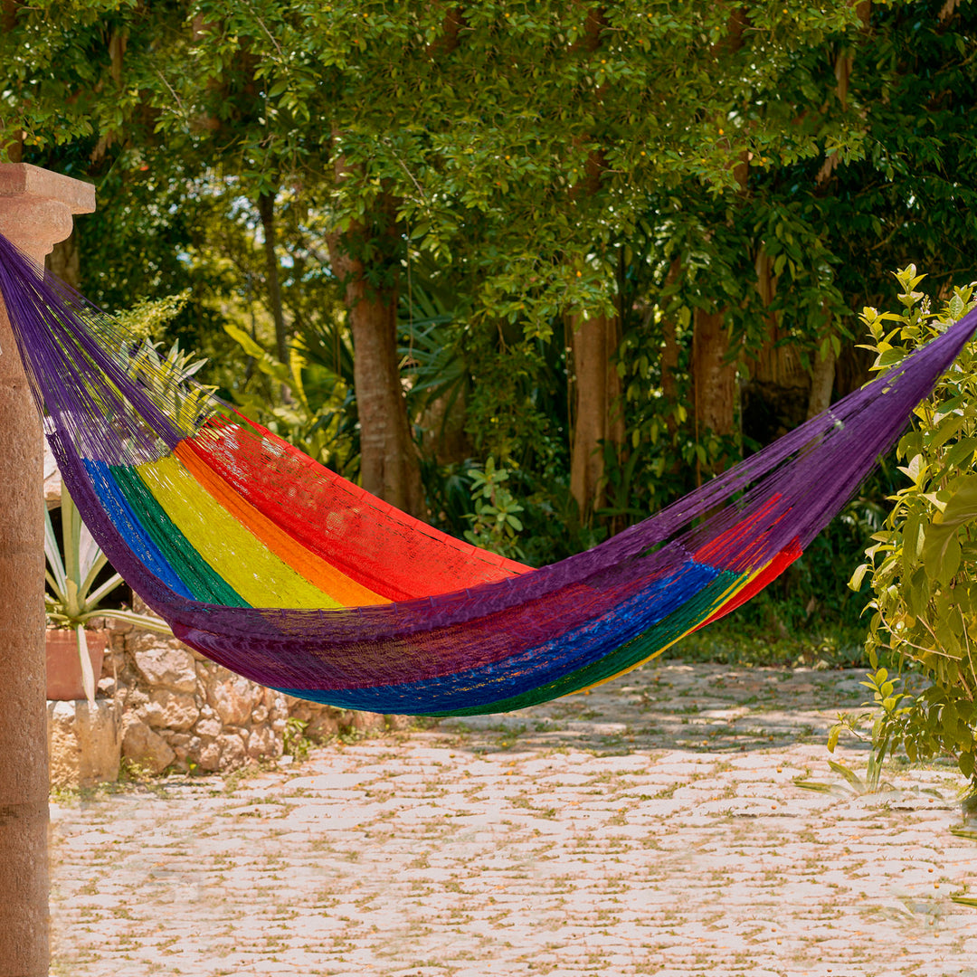 Unique Striped Mayan Hammock (Single) - Dreaming of Rainbows