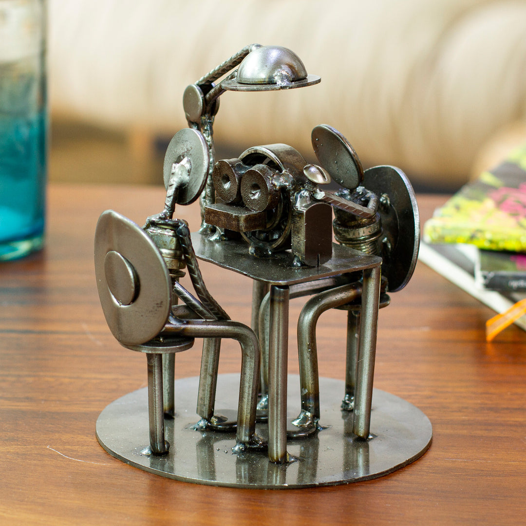 Artisan Crafted Recycled Metal Rustic Optometrist Sculpture - Rustic Eye Exam
