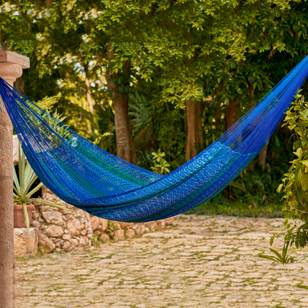 Striped Mayan Hammock (Single) - Cool Lagoon