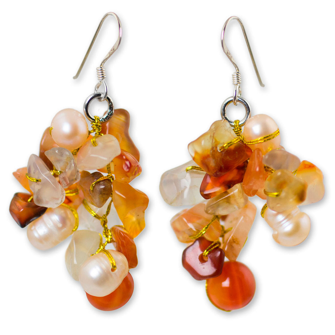 Beaded Carnelian Earrings - Summer's Glow