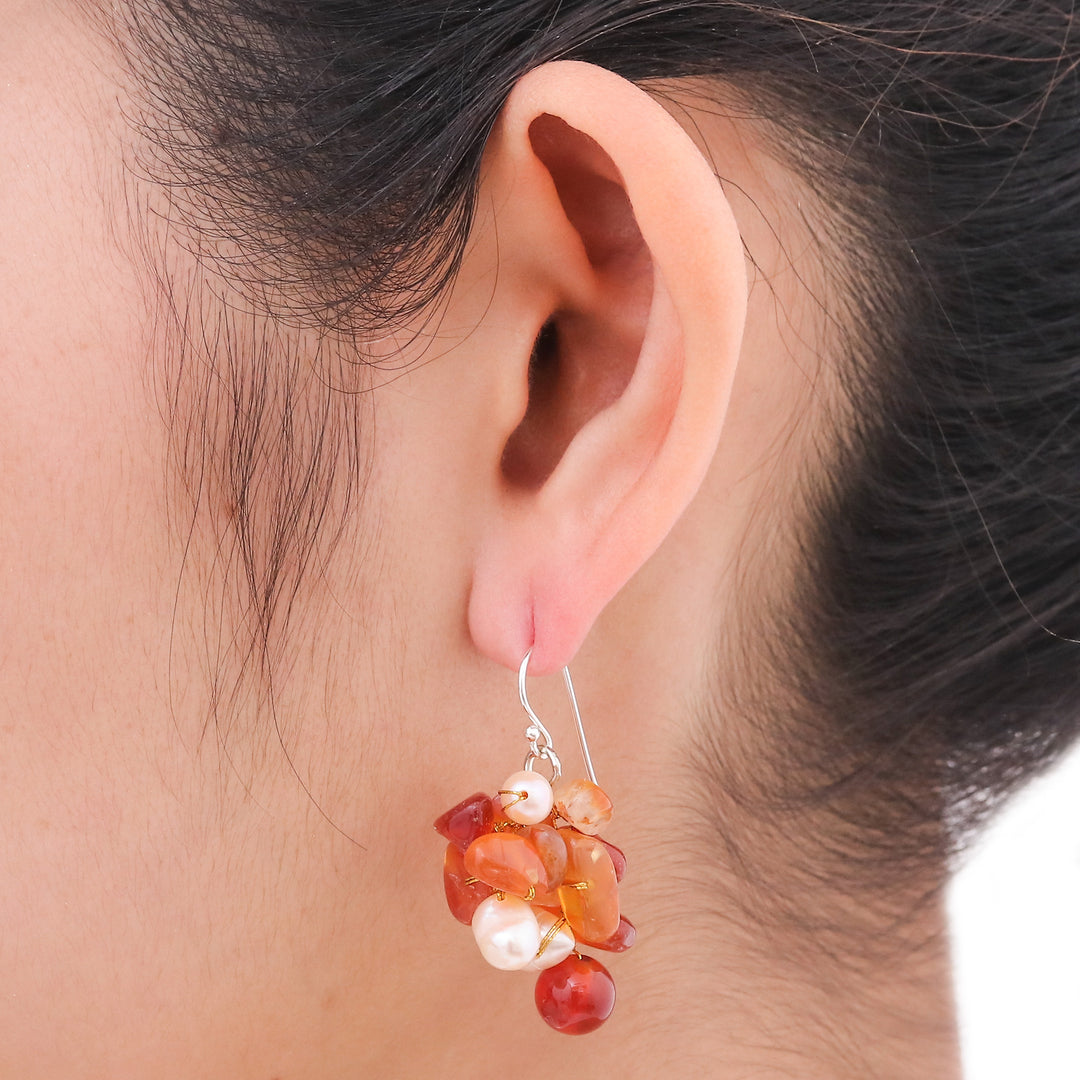 Beaded Carnelian Earrings - Summer's Glow