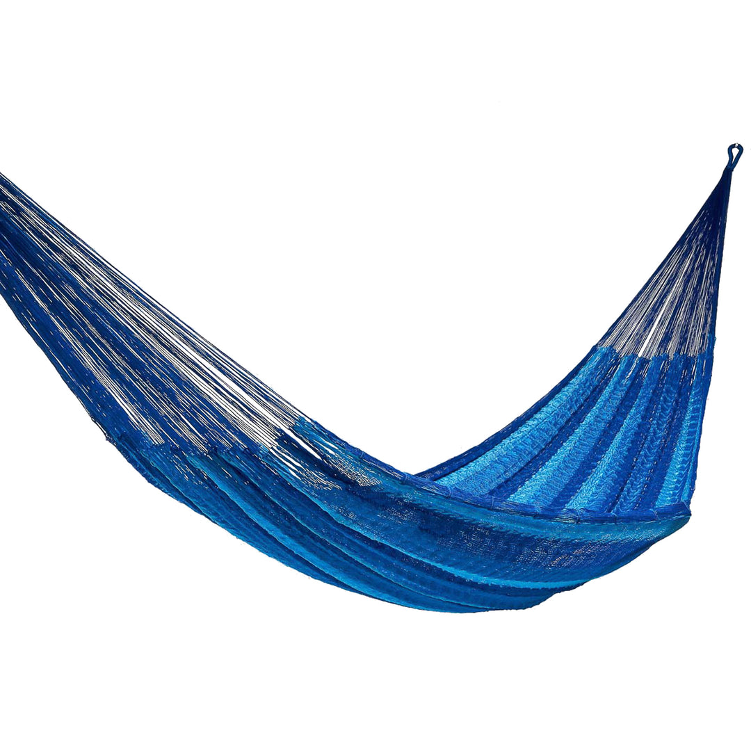 Artisan Crafted Rope Hammock (Single) - Blue Caribbean