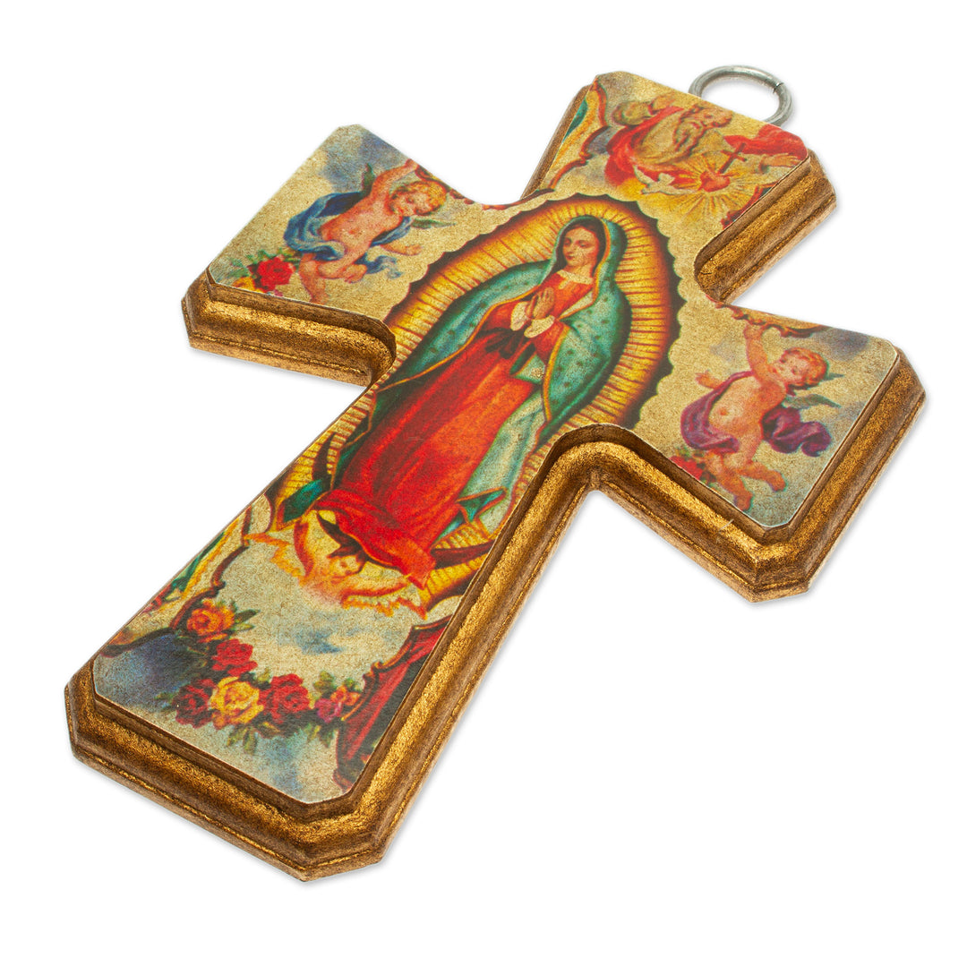 Artisan Crafted Christianity Wood Cross - Guadalupe Queen of Heaven