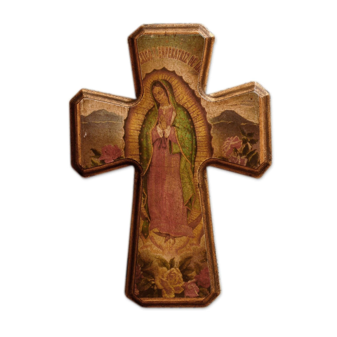 Decoupage cross - Virgin of Guadalupe