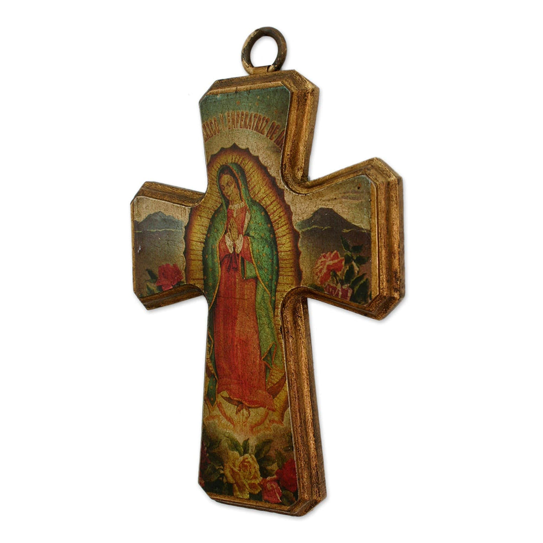 Decoupage cross - Virgin of Guadalupe