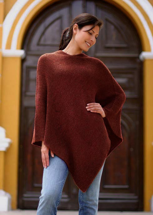 Women's Alpaca Wool Poncho - Autumn Splendor