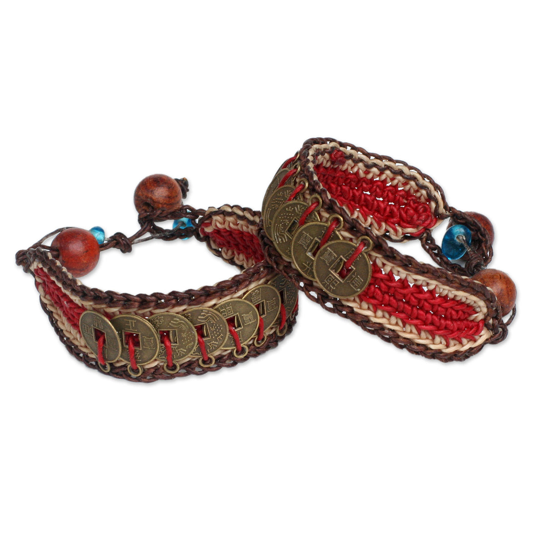 Good Fortune Wristband Bracelets (Pair) - Coins of Passion