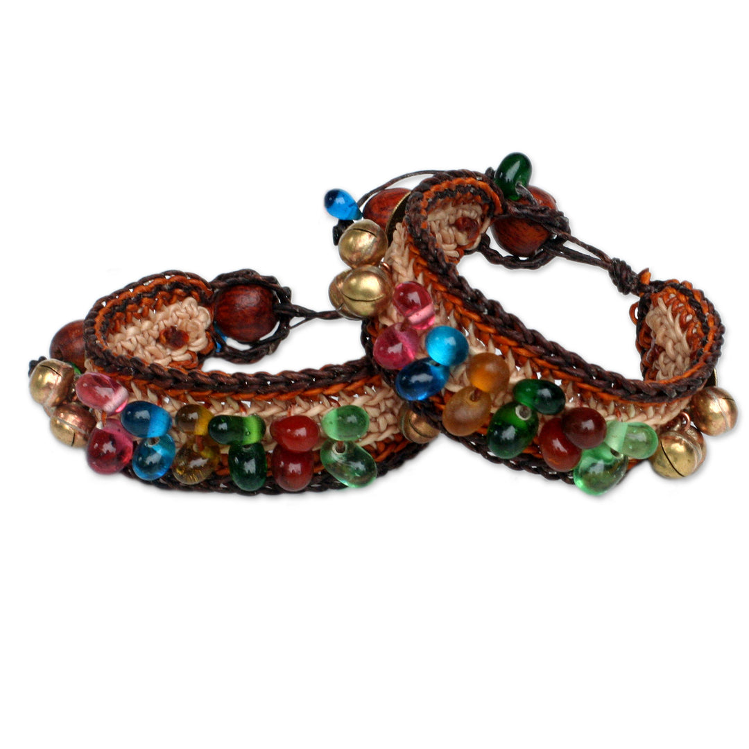Beaded Wristband Bracelets (Pair) - Bold Brown Fortunes