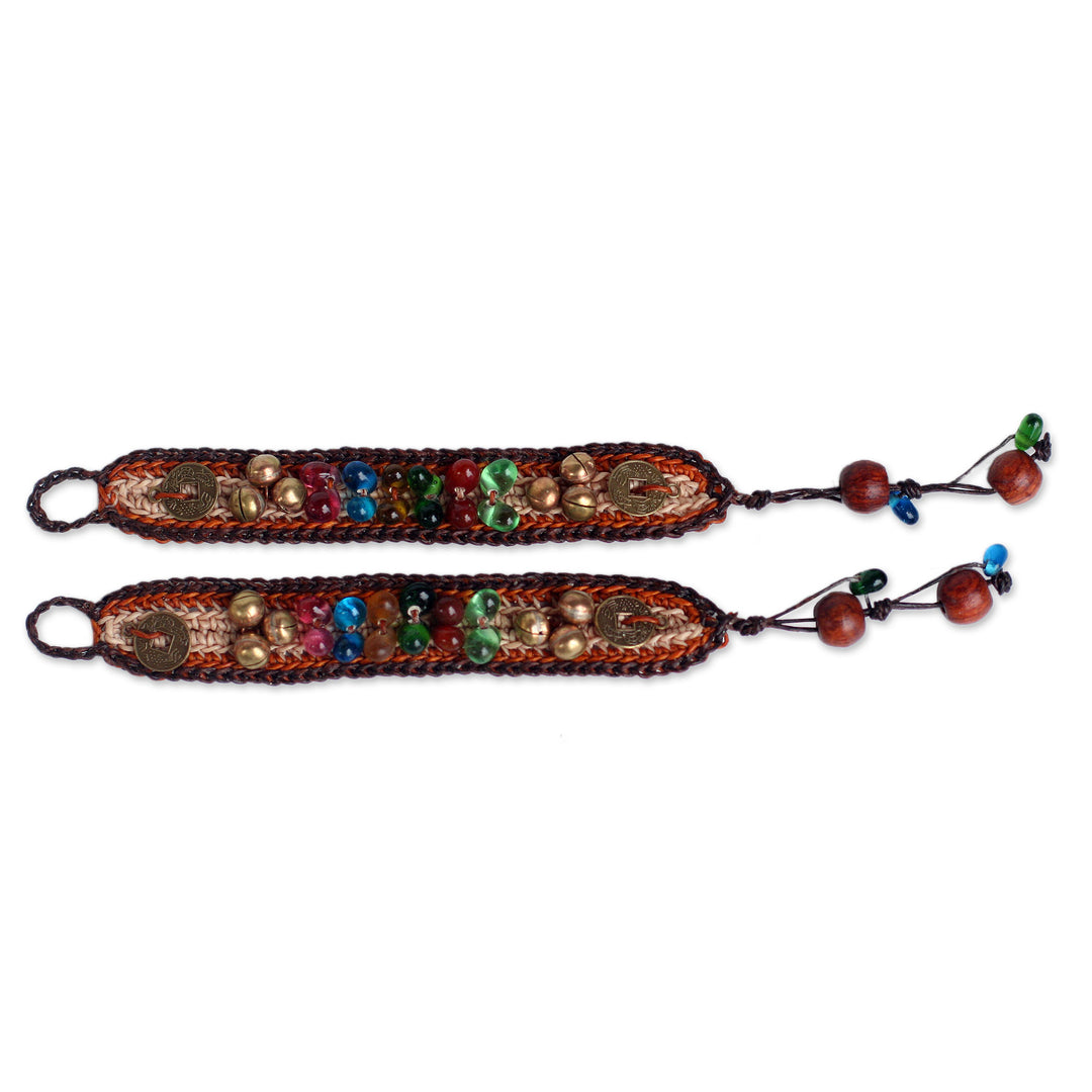 Beaded Wristband Bracelets (Pair) - Bold Brown Fortunes