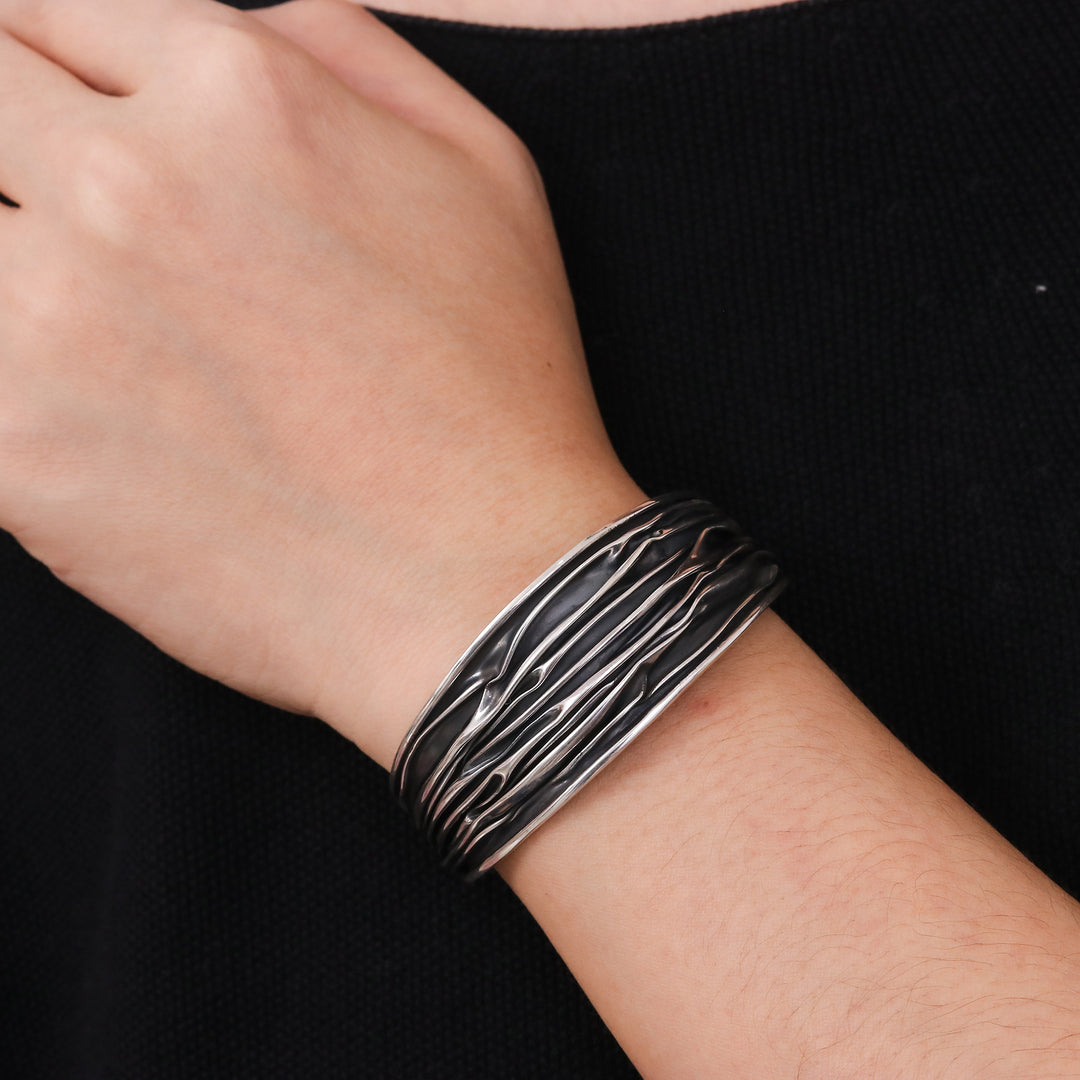 Hand Crafted Sterling Silver Cuff Bracelet - River