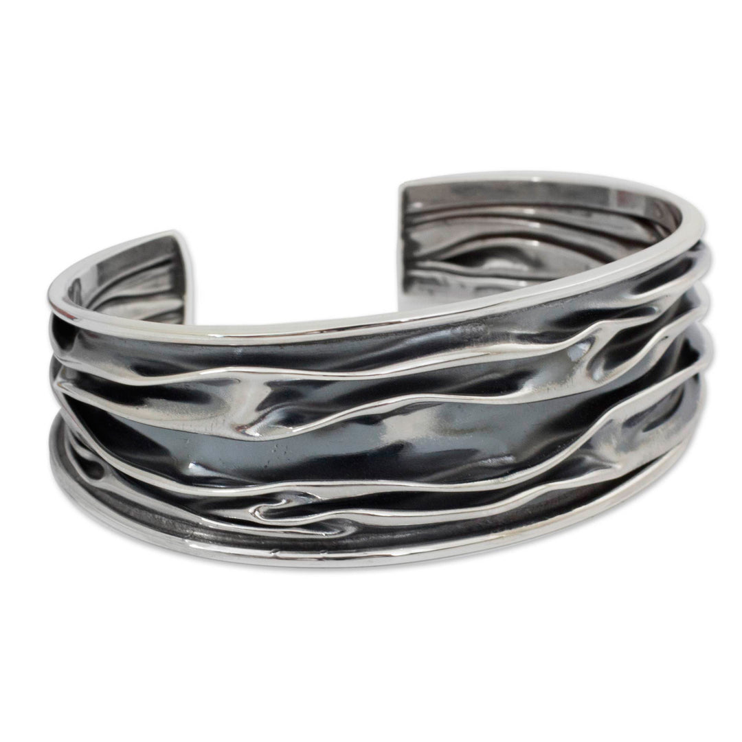 Hand Crafted Sterling Silver Cuff Bracelet - River