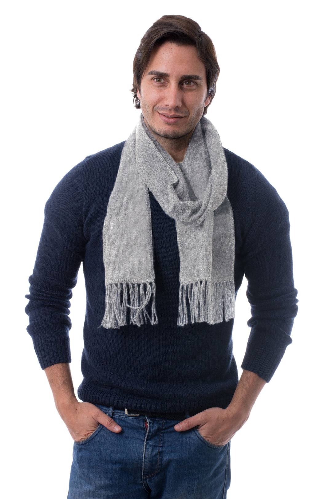 Handmade Alpaca Wool Blend Scarf - Silver Gift of Warmth