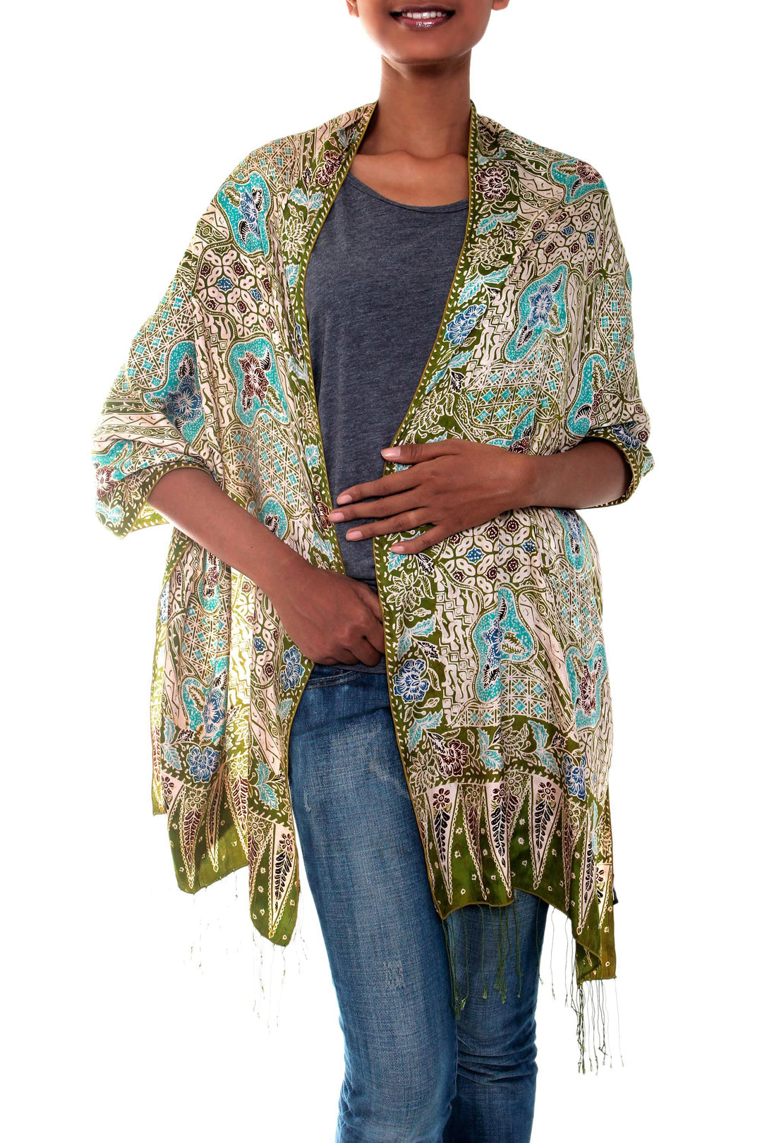 Indonesian Women's Batik Silk Shawl - Lavish Java