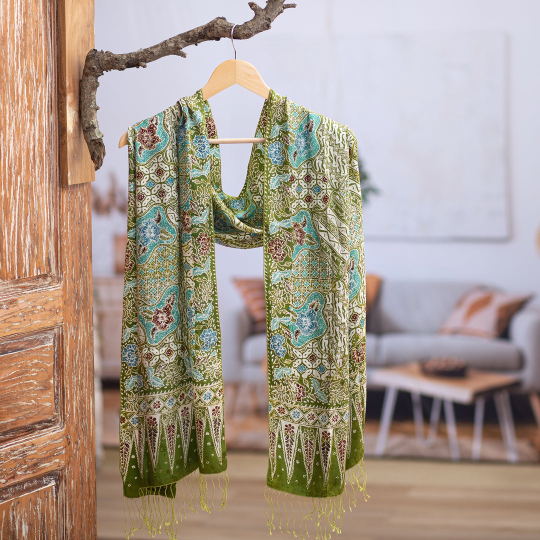Indonesian Women's Batik Silk Shawl - Lavish Java