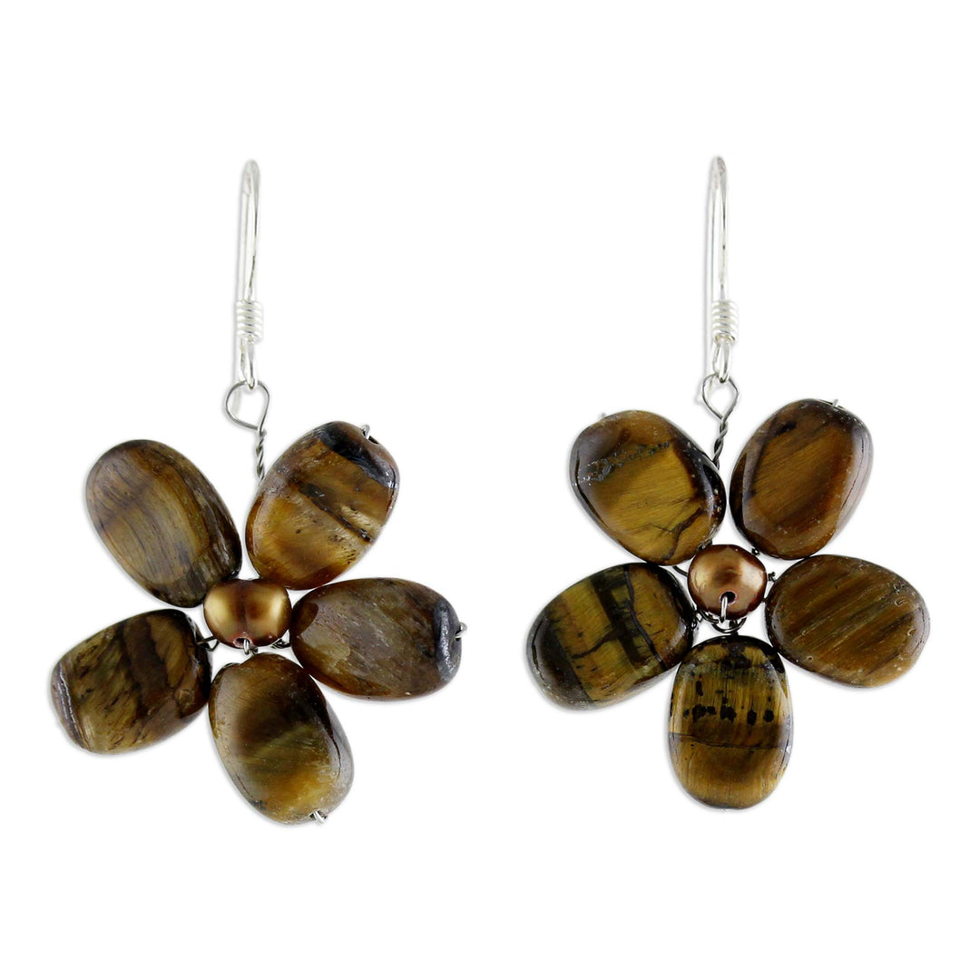 Tiger's Eye Earrings from Thailand - Tawny Paradise