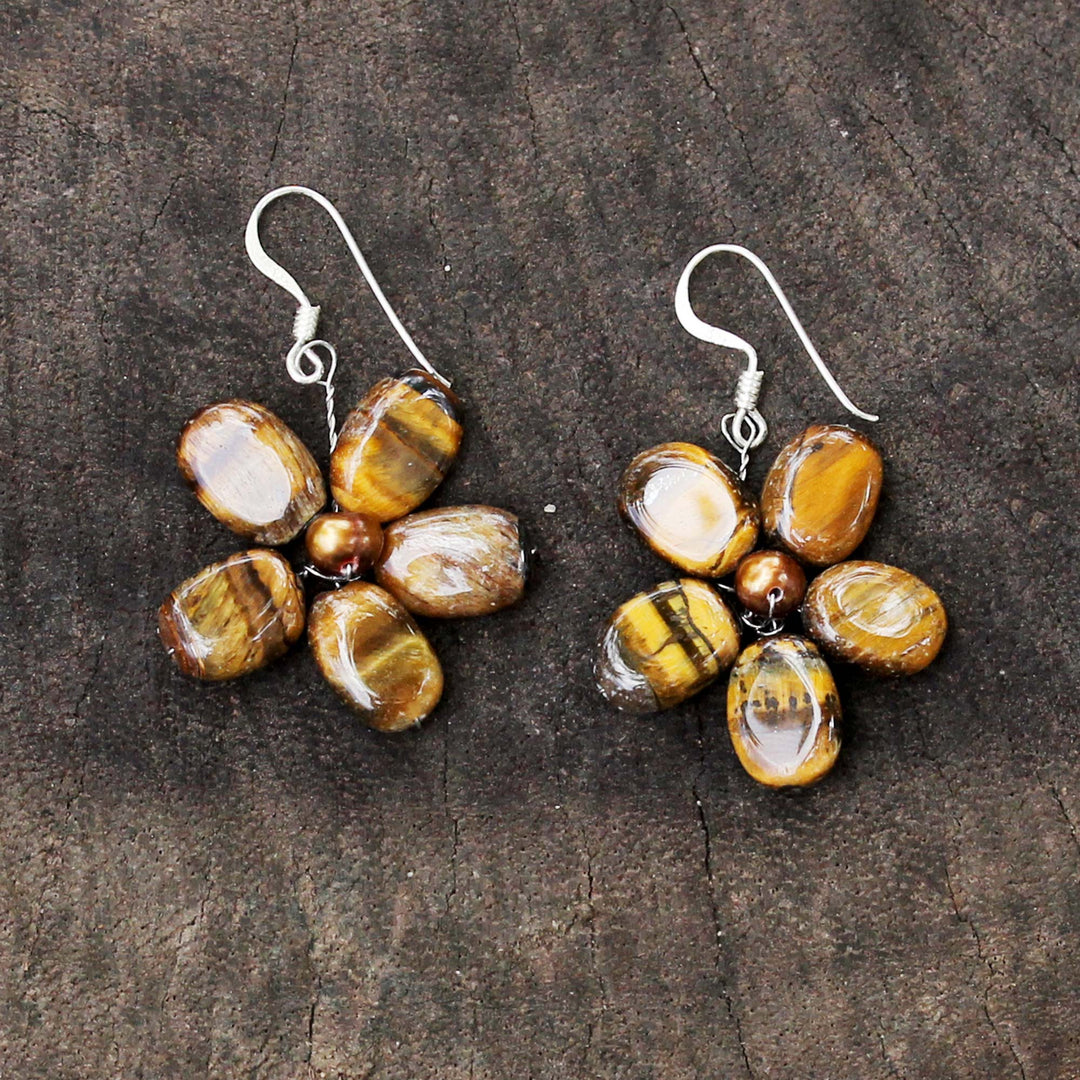 Tiger's Eye Earrings from Thailand - Tawny Paradise