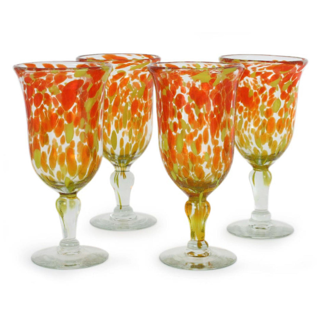 Handblown Glass Recycled Cocktail Drinkware (Set of 4) - Sun Celebration