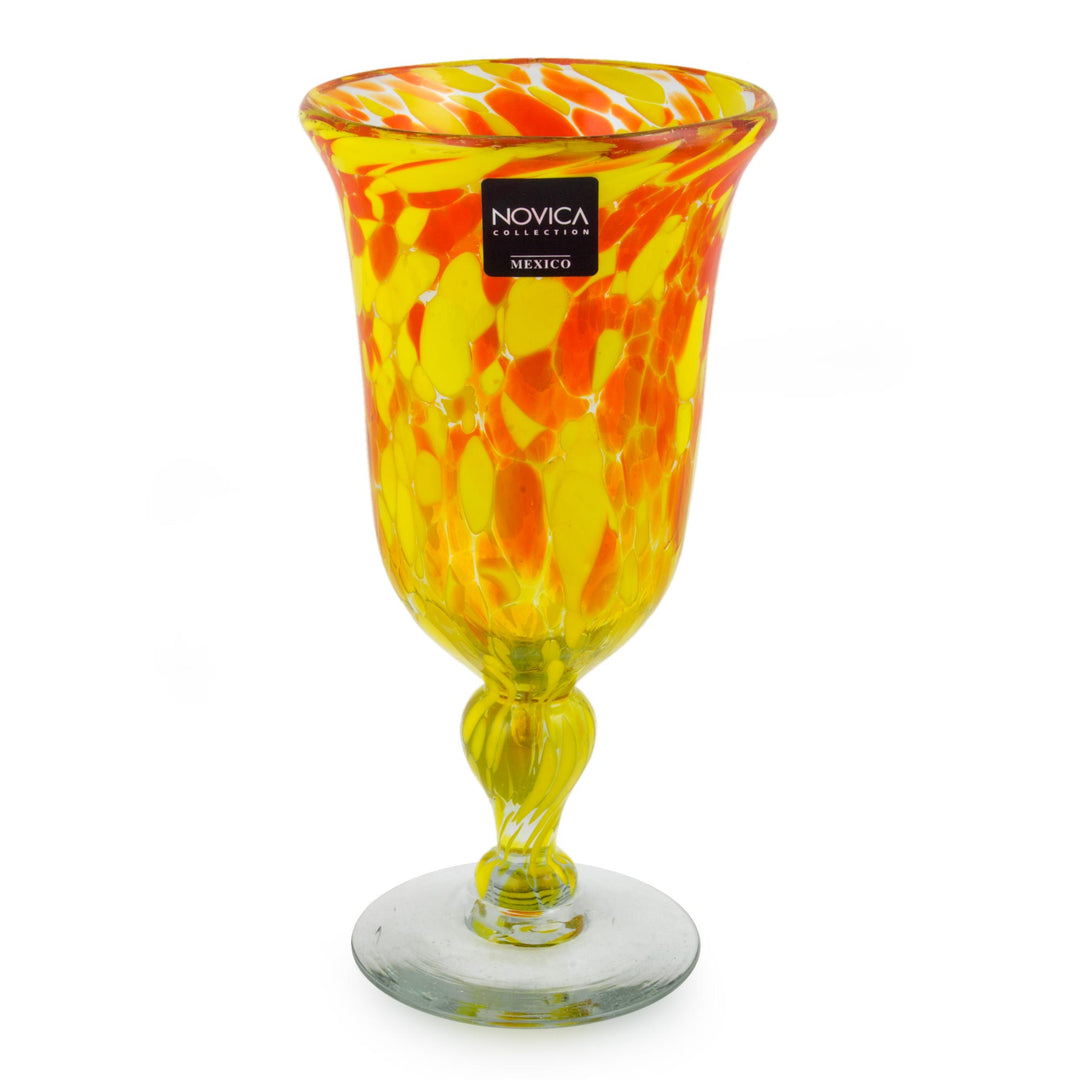 Handblown Glass Recycled Cocktail Drinkware (Set of 4) - Sun Celebration