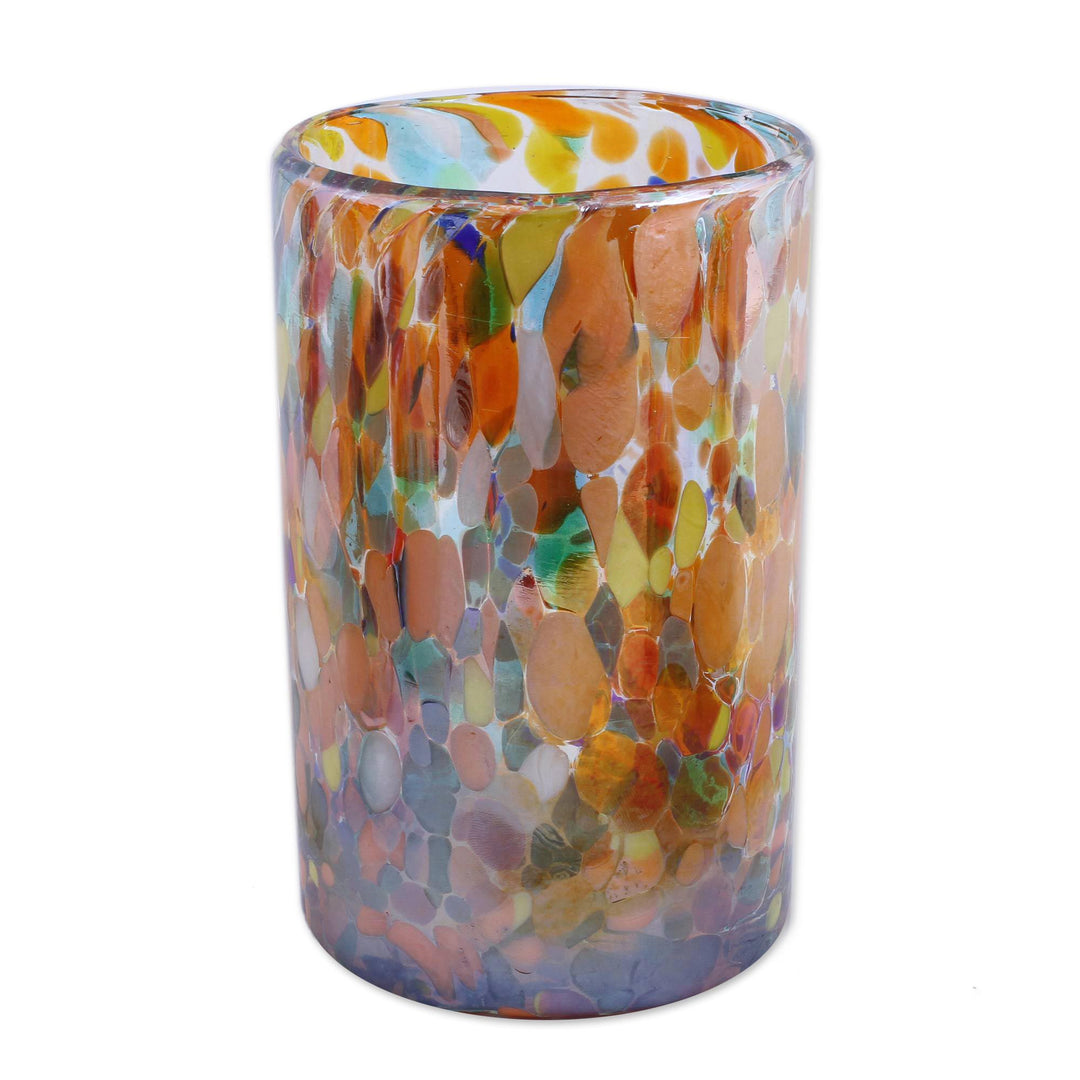 Multicolor Hand Blown Glasses Tumblers Set of 6 Mexico - Carnival