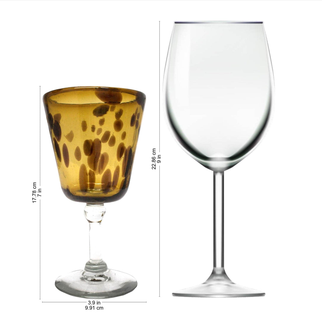 Fair Trade Handblown Wine Glasses Set of 6 Mexico - Tortoise Shell