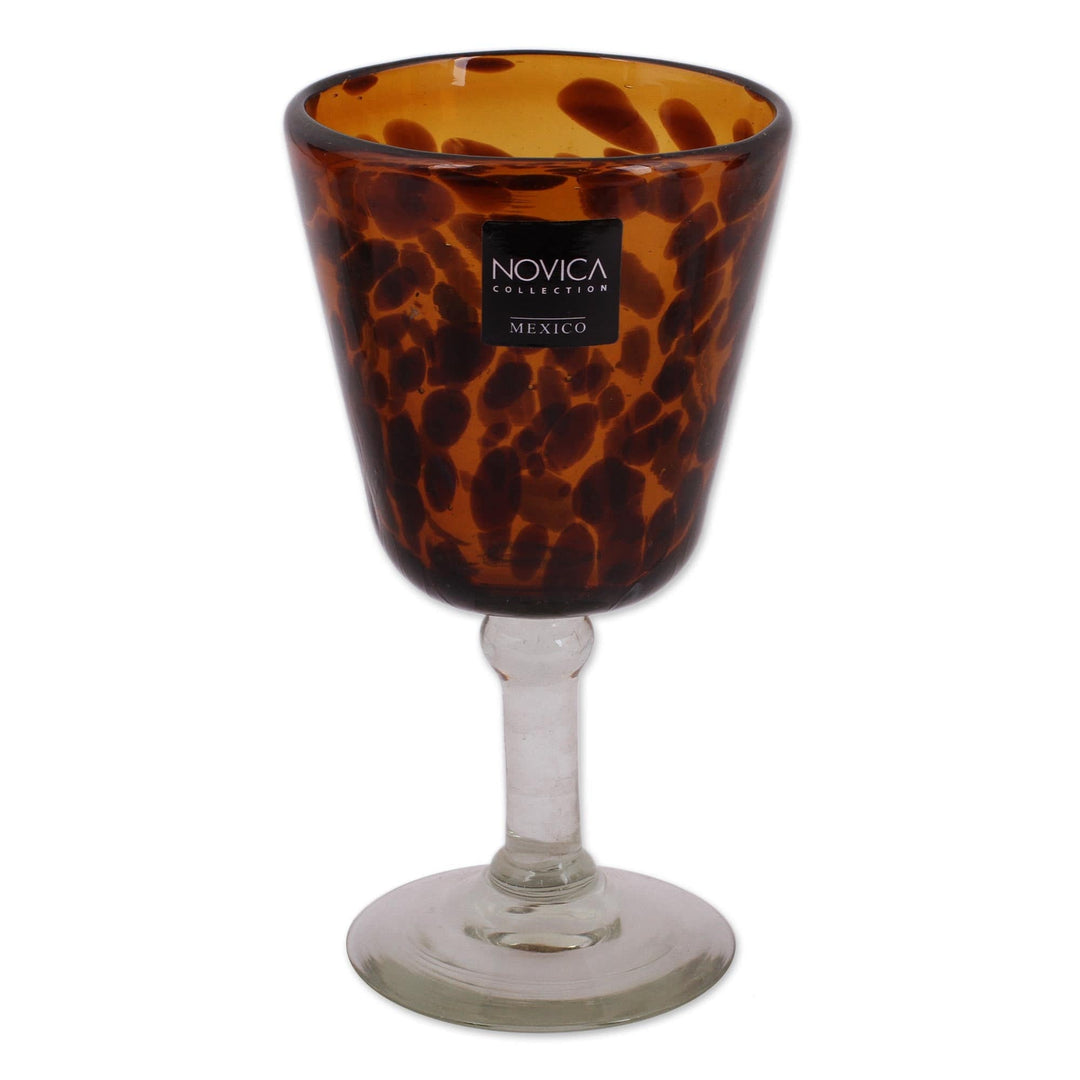 Fair Trade Handblown Wine Glasses Set of 6 Mexico - Tortoise Shell