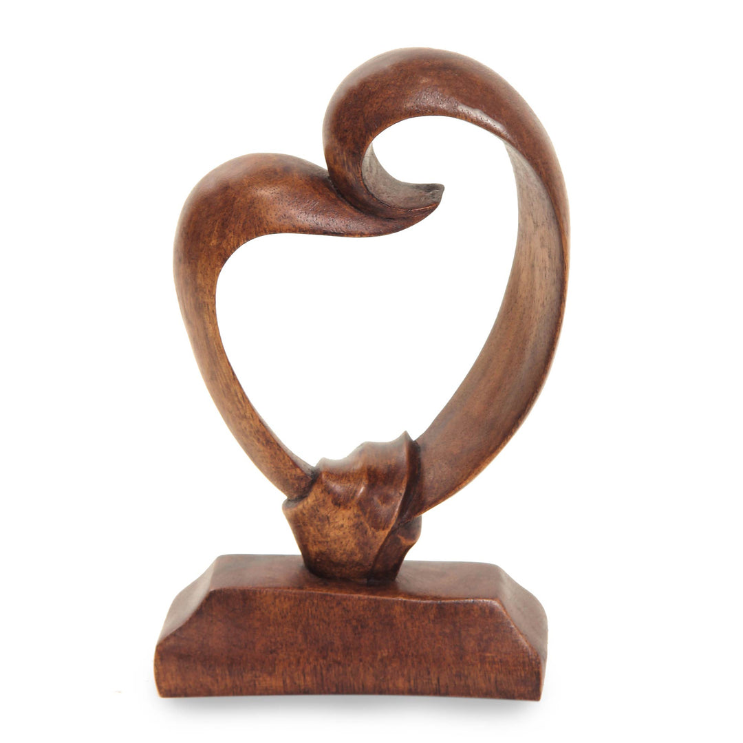 Romantic Wood Sculpture - Heart Bond